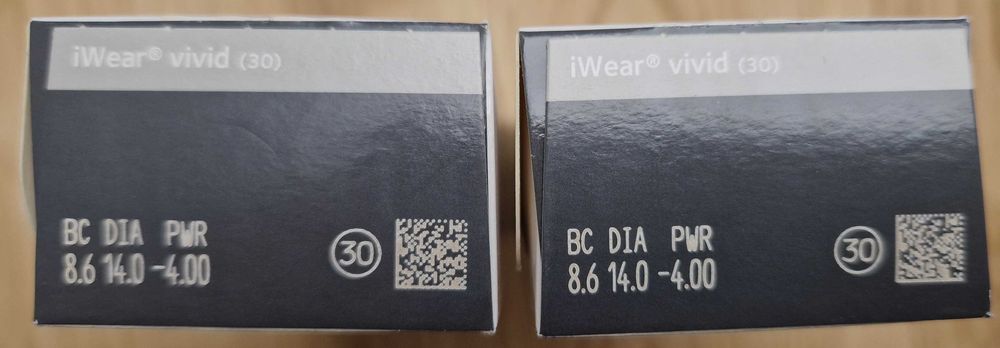 2x30 szt. Nowe soczewki kontaktowe jednodniowe iWear Vivid -4.00