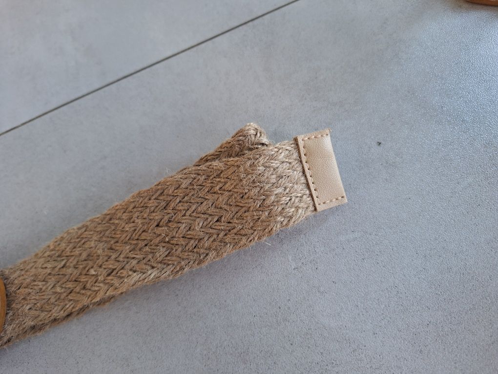Pasek pleciony beżowy boho