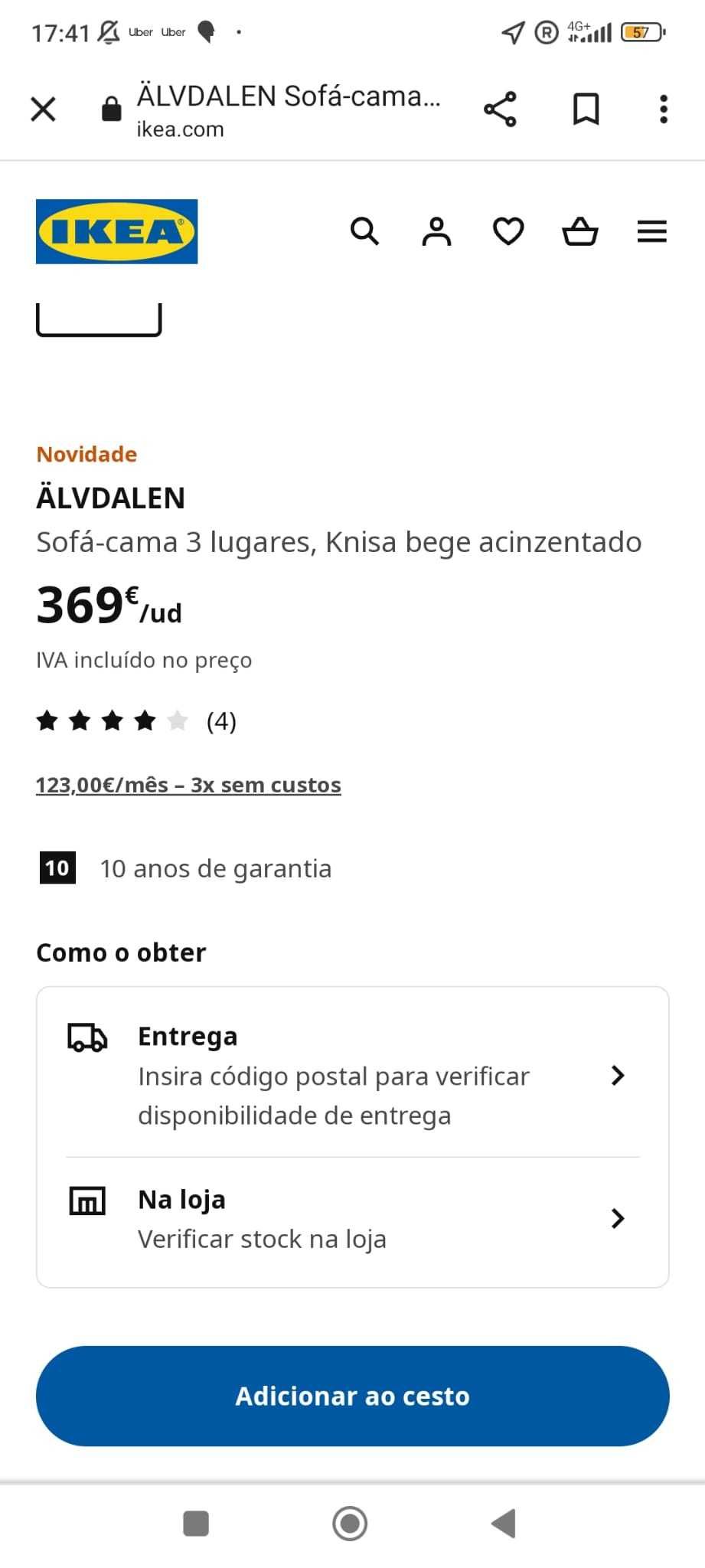 Sofá-Cama modelo Ikea - Alvdalen