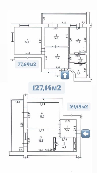 Продаж квартир  2+1 з панорамним видом на р.Дніпро