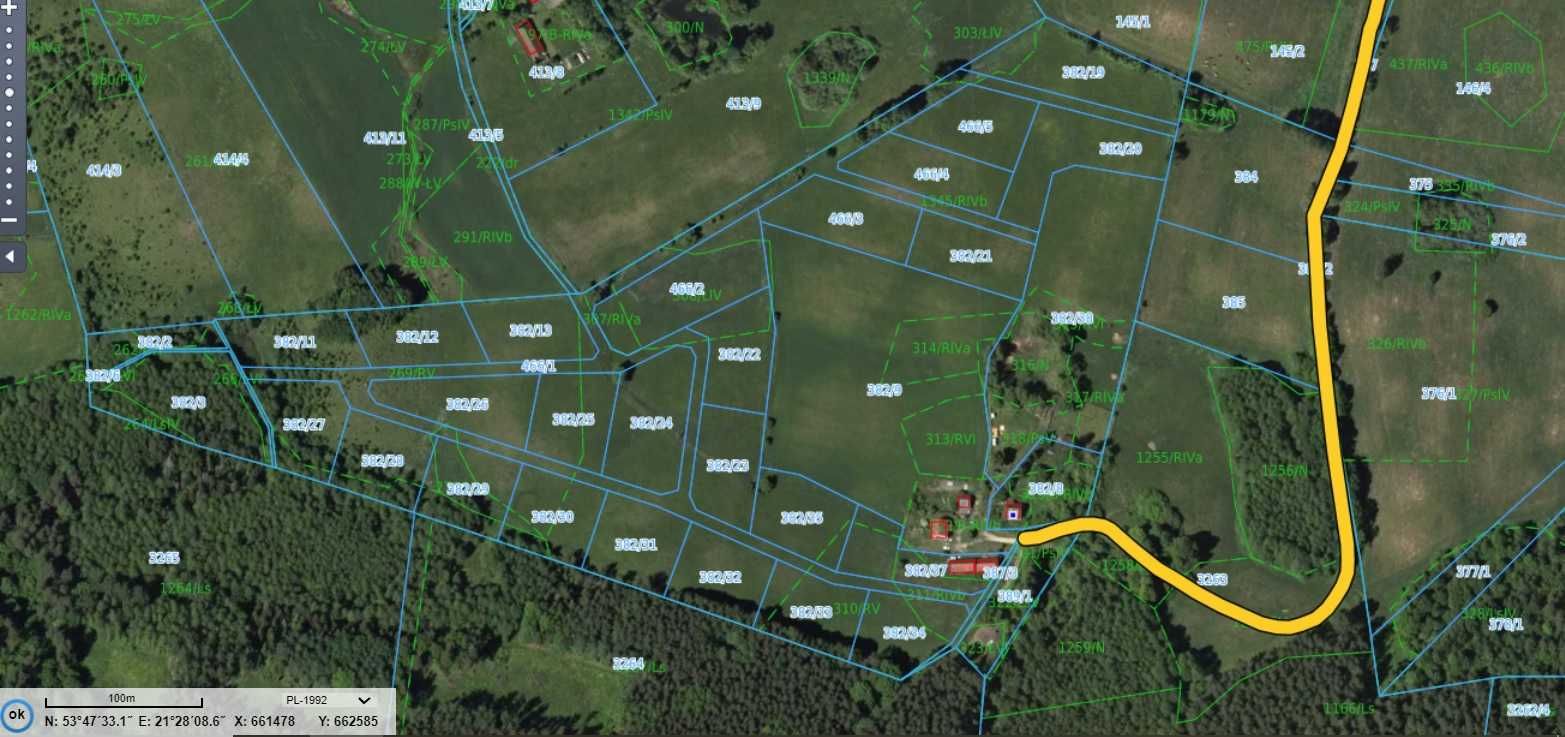 działka pod Mikołajkami, 550 m od jez. Inulec, w ratach 1615zł/miesiąc