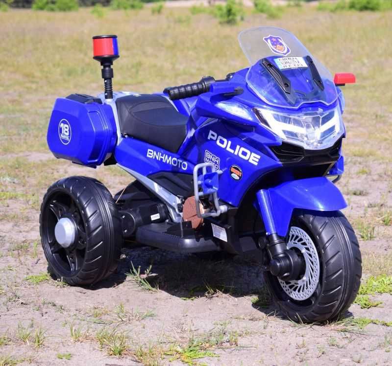 Szybki motor POLICYJNY Z KOGUTEM dla dzieci pojazd jeździk rowerek RC