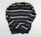 Damski sweter vintage M – retro paski, miękki, ciepły, casual, jesień/
