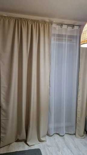 Zasłony okienne na okna 2 sztuki komplet 140x250 cm beżowe