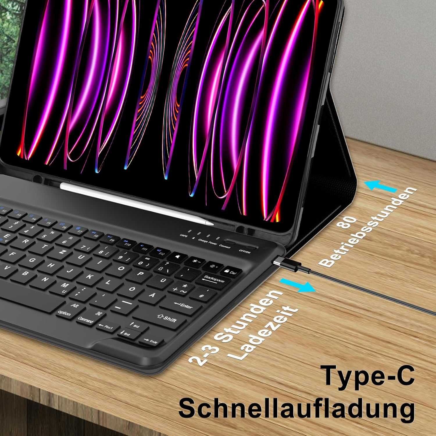 SENGBIRCH etui klawiatura bluetooth do iPad Pro 12.9" 6/5/4/3 czarne