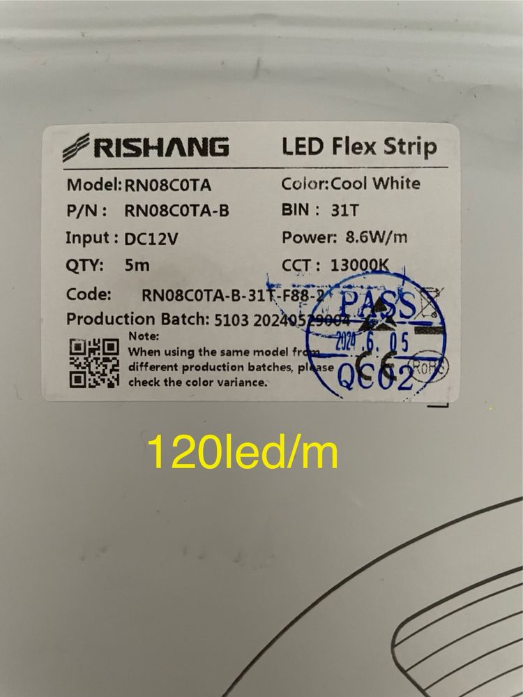 Світлодіодна LED стрічка Rishang, 12V RGB