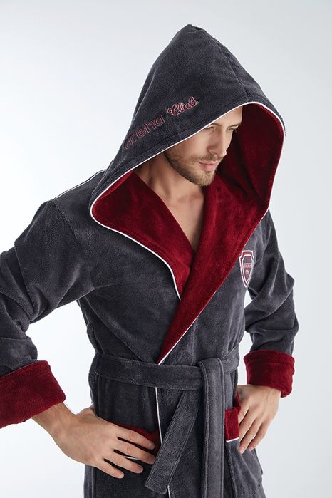 Халаты мужские Nusa 1305/1310 бамбук/хлопок с капюшоном