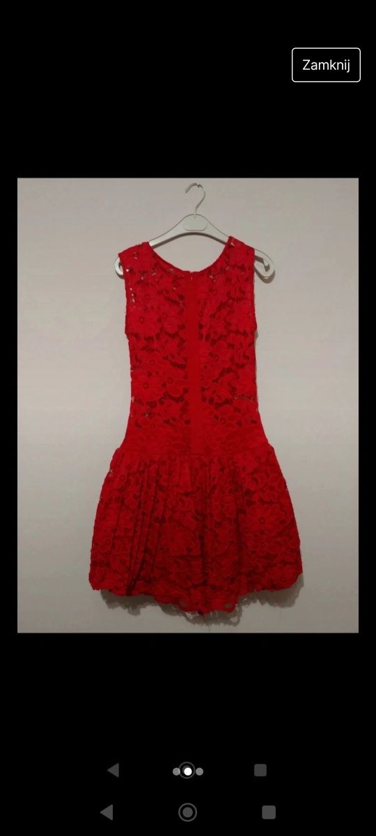 Damska koronkowa sukienka czerwona mini rozmiar M