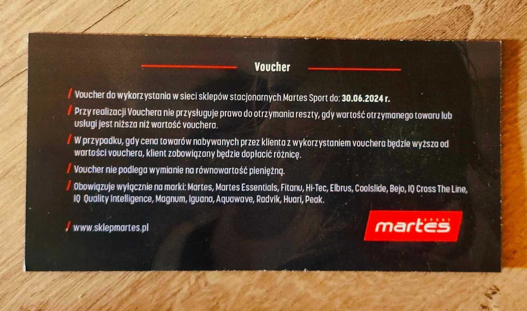 Voucher do sklepu stacjonarnego Martes Sport o wartości 250 zł