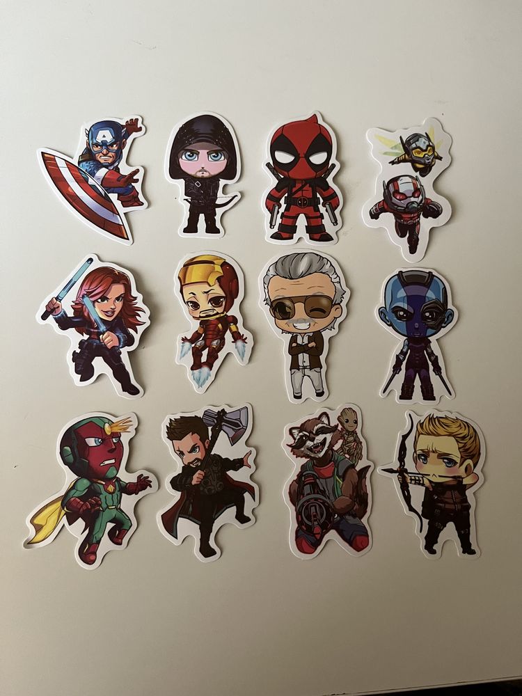 50 Autocolantes Stickers Super Heróis Marvel DC