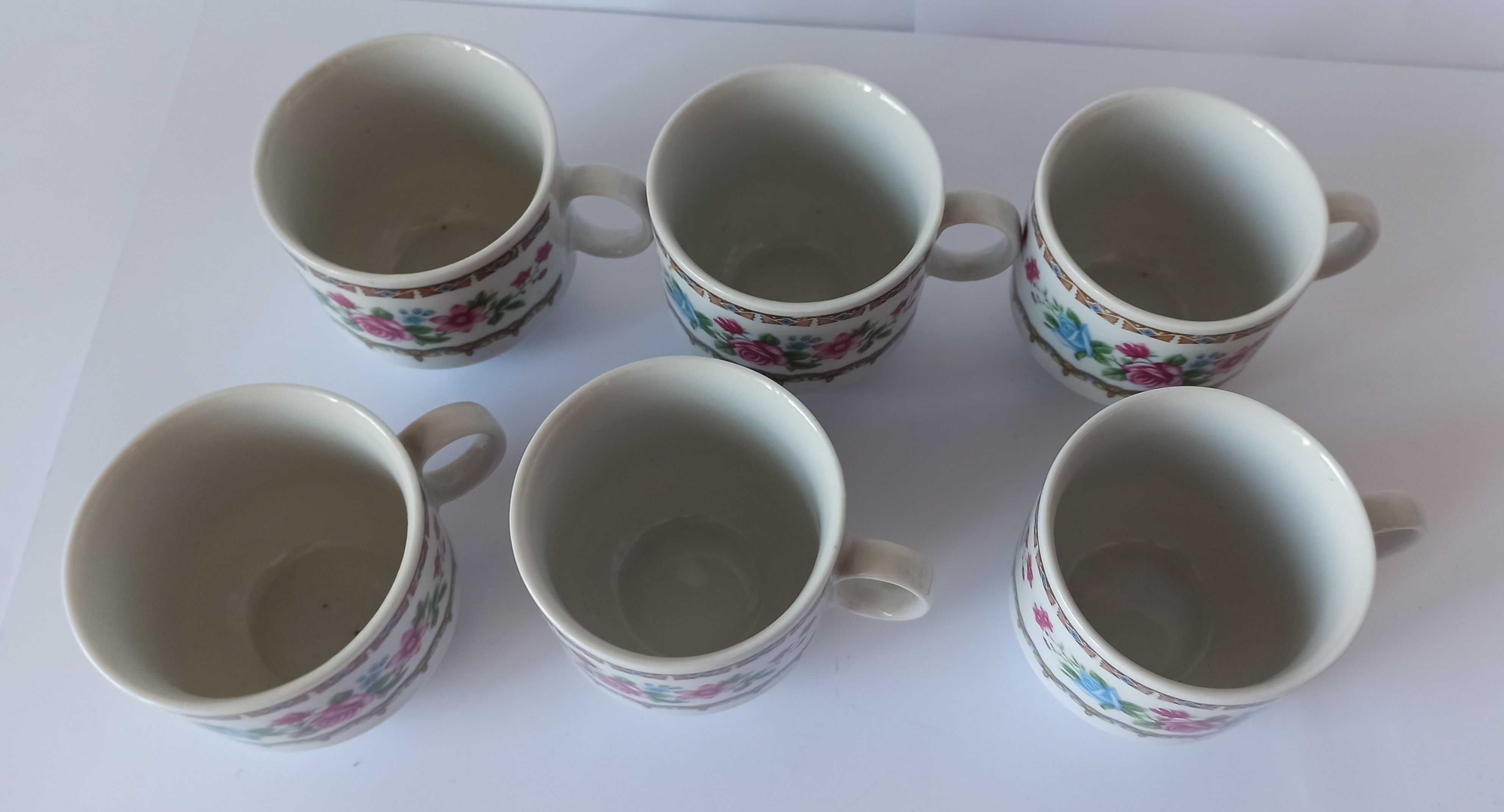 piękne malowane filiżanki zestaw 6 sztuk różyczki chińska porcelana