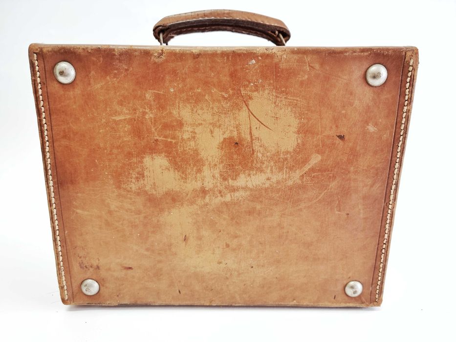 Mala de transporte de chapéus em couro rígido anos 30
