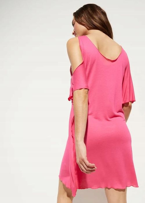 B.P.C sukienka plażowa różowa z nadrukiem z wycięciami ^44/46