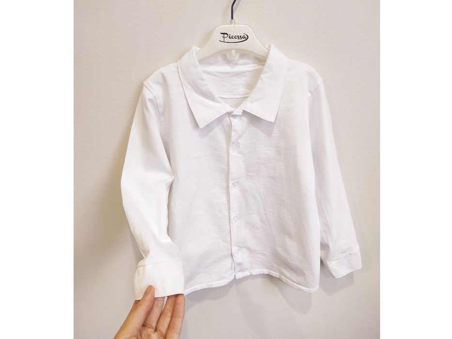 Elegancka bawełniana biała koszula z długim rękawem