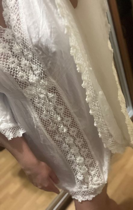 Пляжна туніка. Пляжна накидка біла з мереживом. M/XL Primark