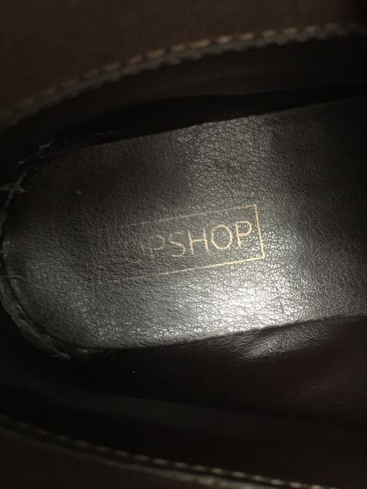 Buty botki skórzane rude brązowe wiązane topshop