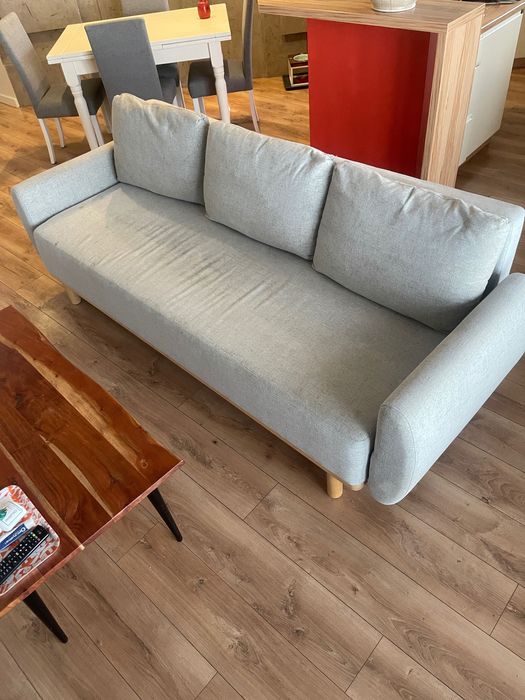Kanapa rozkładana sofa siwa szara beż z funkcją spania ikea grunnarp