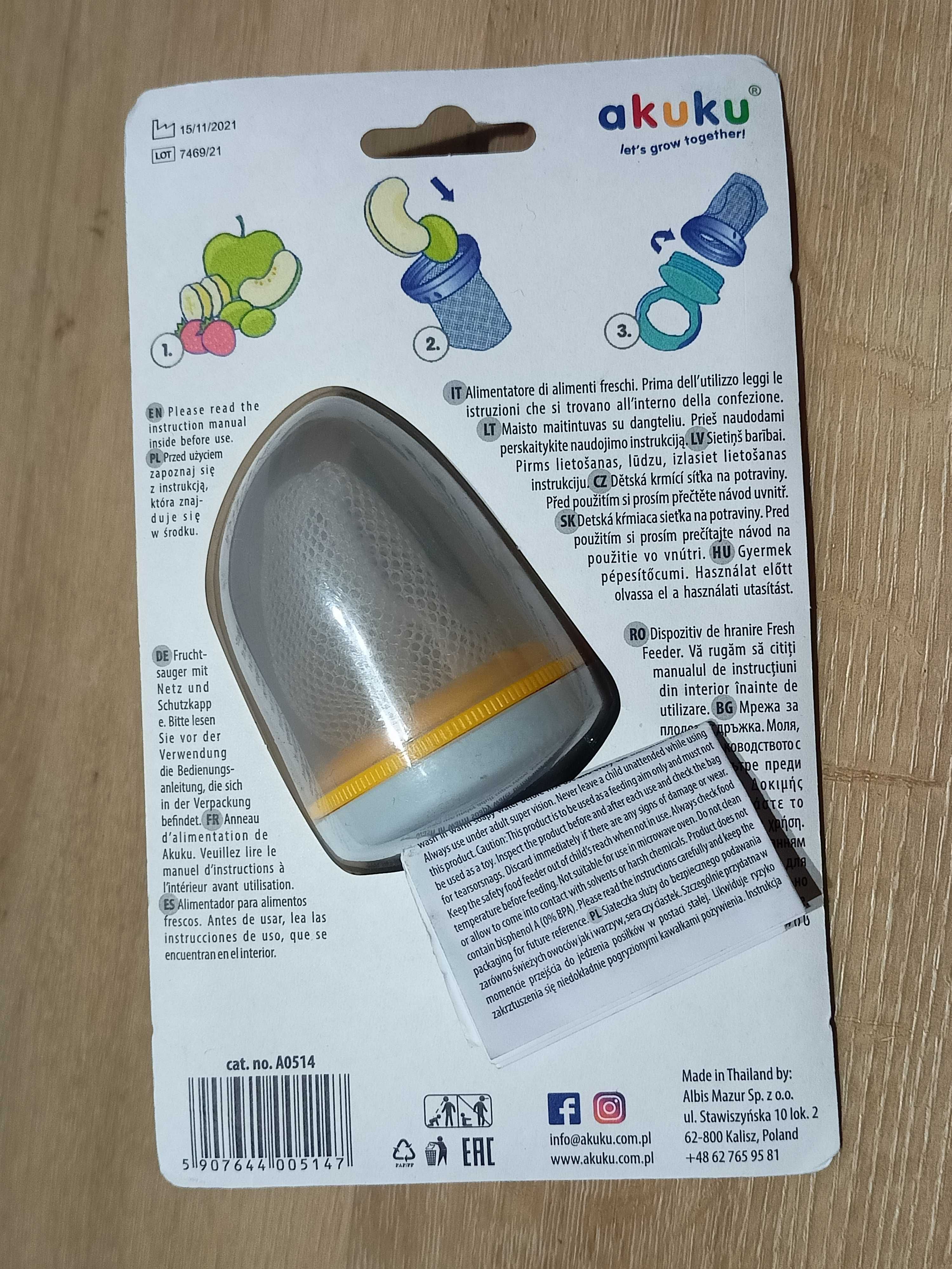 Akuku siateczka do podawania pokarmu gryzak