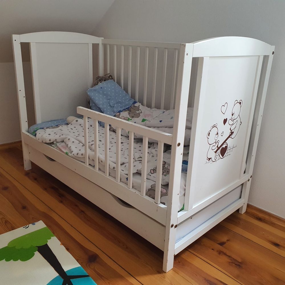 Łóżeczko dziecięce dla niemowlaka 3 poziomy 60x120 z materacem