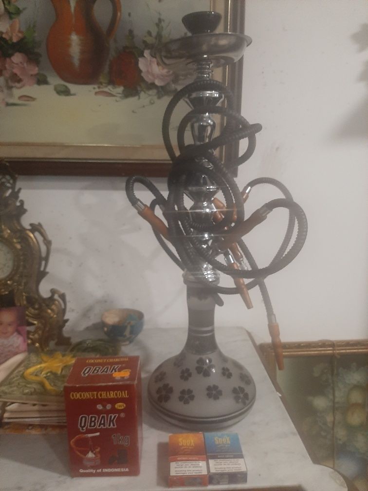 Shisha 4 mangueiras  oferta caixa carvao e cheirinho