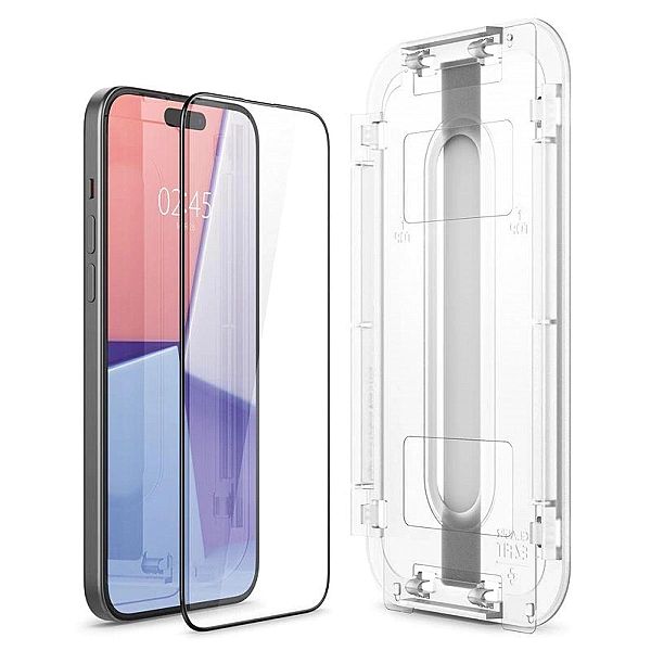 Szkło hartowane Spigen Glas.tR EZ Fit FC na iPhone 15 Plus - czarne 2
