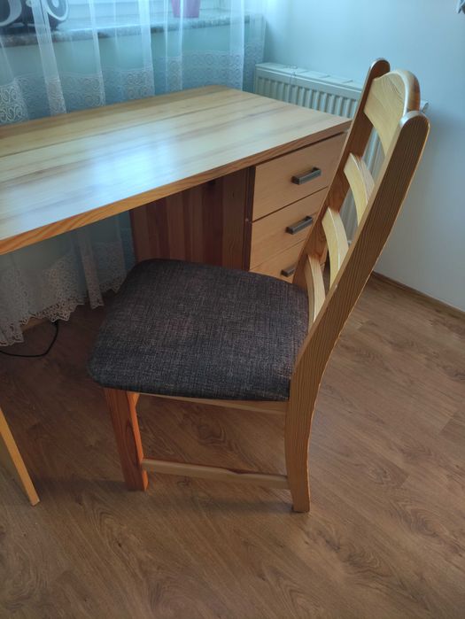 Biurko sosnowe lite drewno z krzeslem