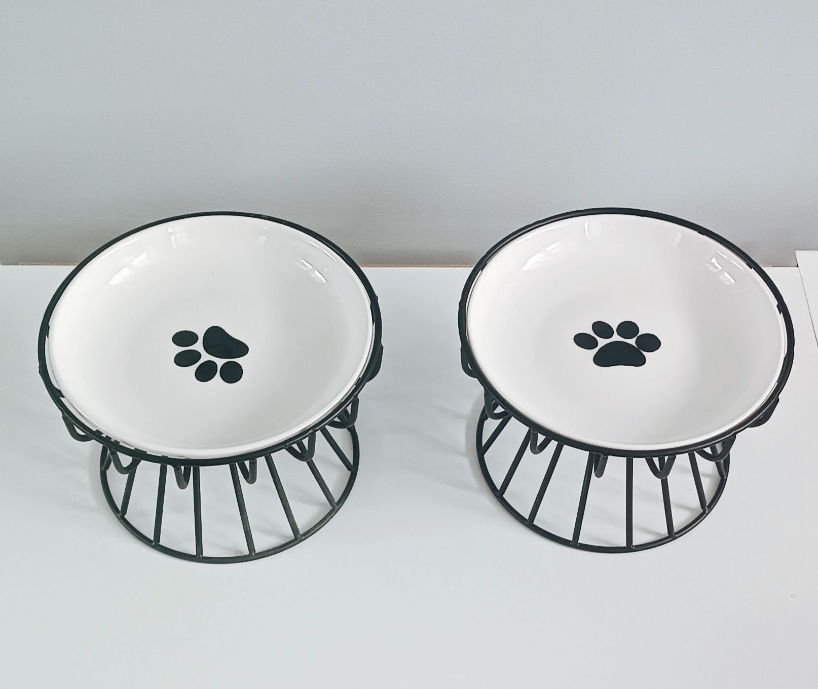 Ceramiczna metalowa miska dla psa kota na podwyższeniu 2 sztuki