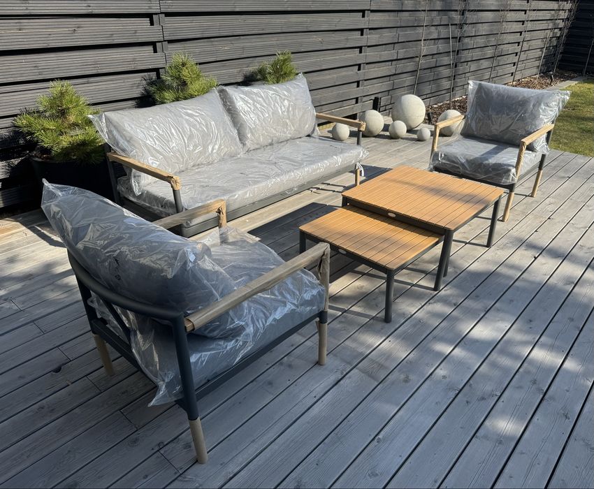 Piekny zestaw ogrodowy wypoczynkowh Oddesund 4,5 miejscowy szary