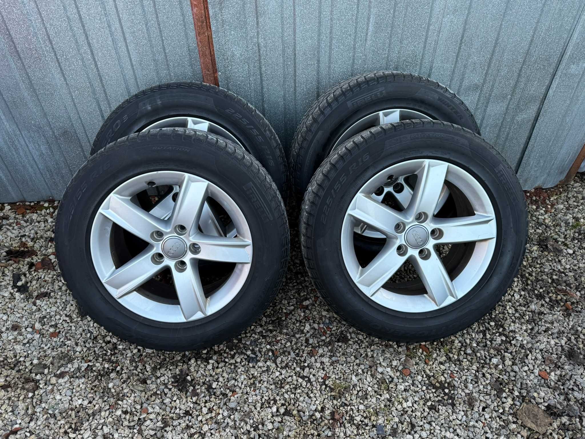 Audi 66.6mm ! A4 B8 ! A5 Alufelgi 16 cali opony zimowe 225/55/16