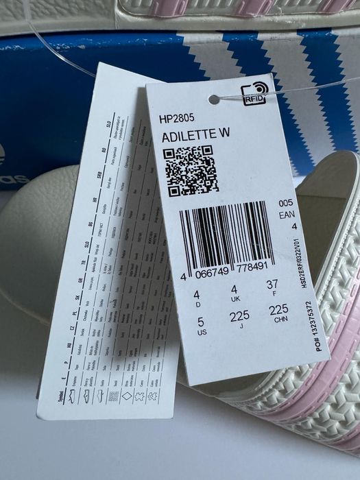 Nowe klapki damskie ADIDAS ADILETTE W białe różowe 37