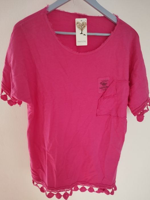 Nowa z metką włoska bluzeczka bawełniana kolor fuksja