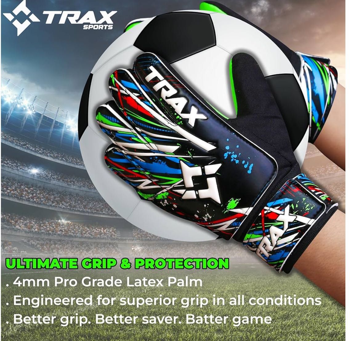 Trax Soccer Goalie Gloves for Kids