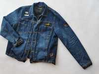 Ed Hardy XL kurtka jeansowa naszywki vintage retro niebieska