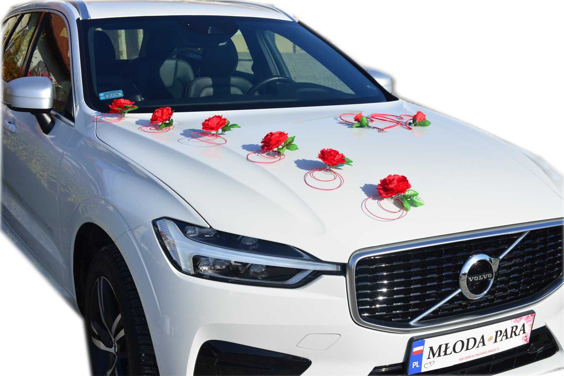 Ozdoba dekoracja na samochód weselny ślub CZERWONA 317