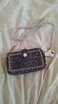 Mała torebka crossbody granat zara lux tweed glam boucle