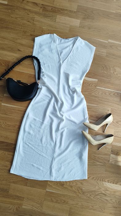 Sukienka długa  damska  kremowa wiosna lato okazja wesele Zara S