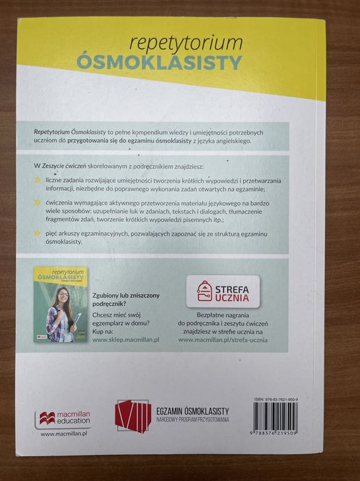 Repetytorium ósmoklasisty, zeszyt ćwiczeń. Język angielski. Macmillan.