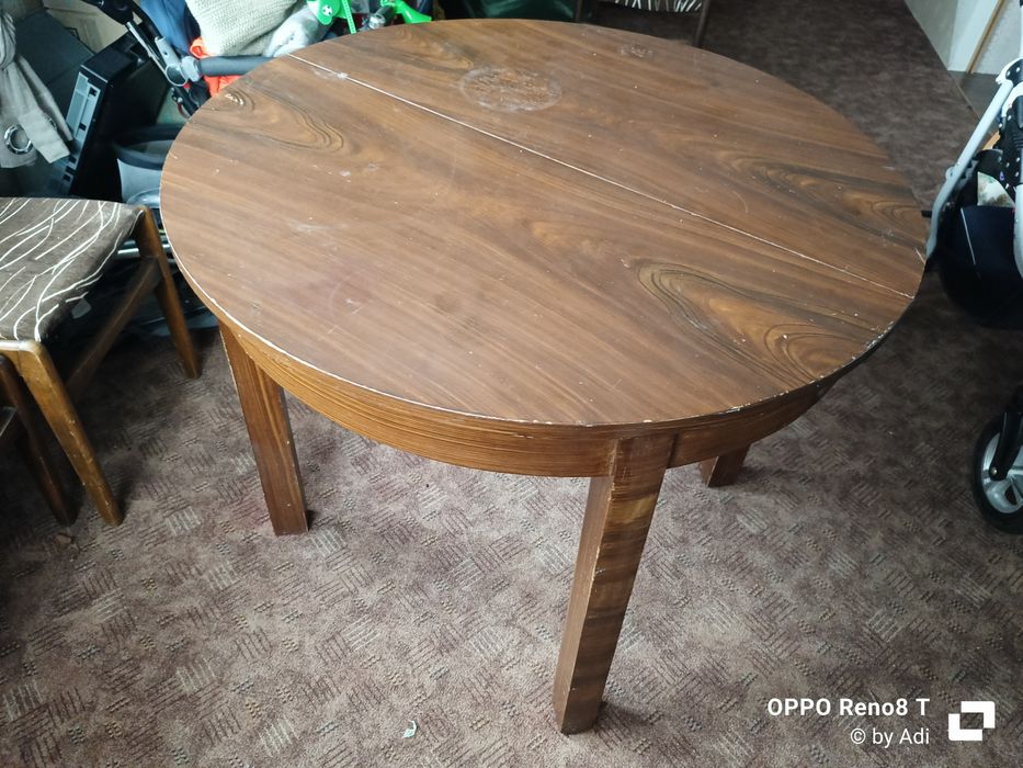 Stół okrągły rozkładany drewniany