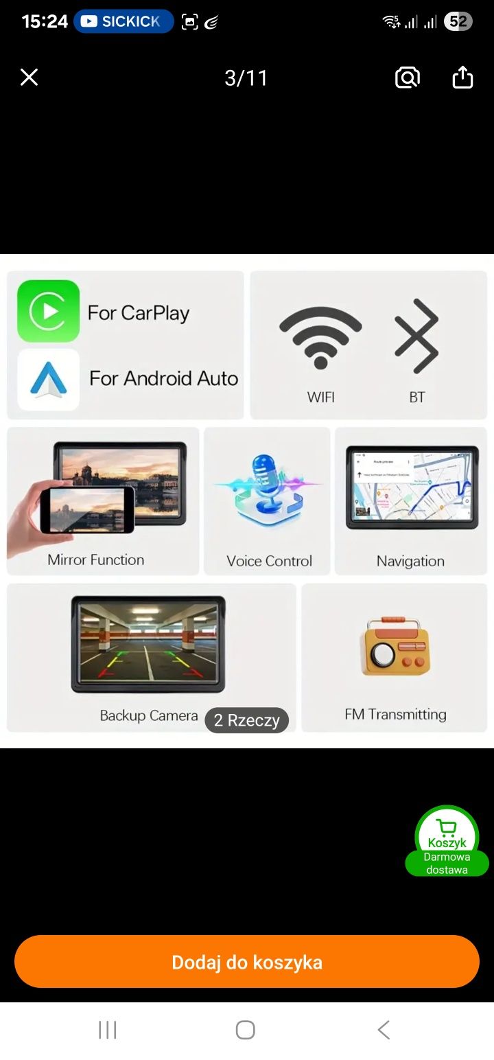 Odtwarzacz multimedialny 2din TEMU Radio Carplaty Android