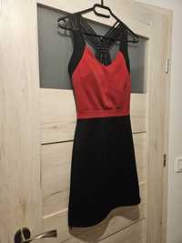 Sukienka mini czarno-czerwona