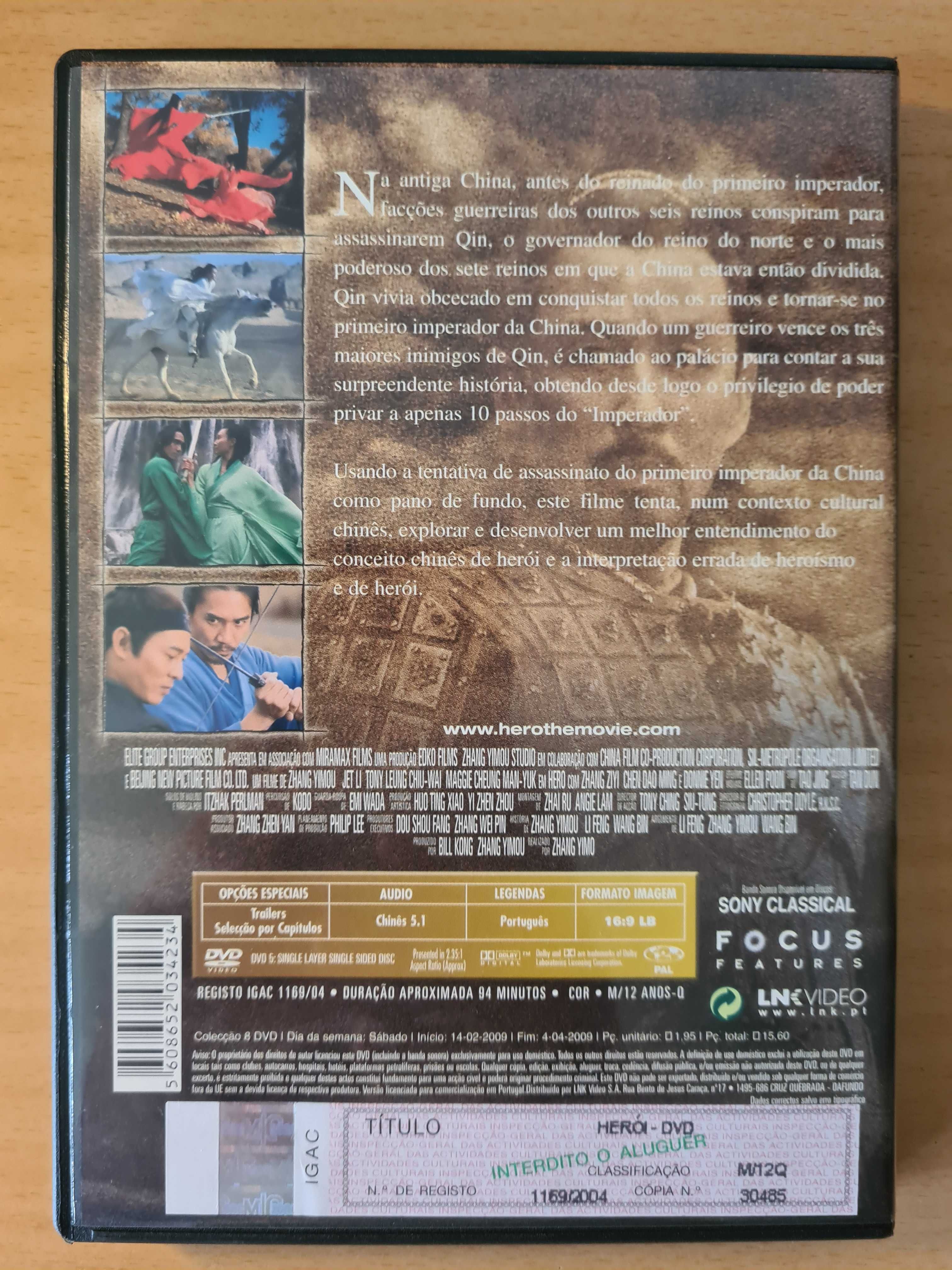 Filme chinês em DVD "Herói" com Jet Li