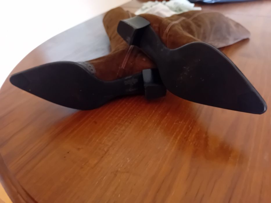 Botas senhora 35 , pele camurça, como novas