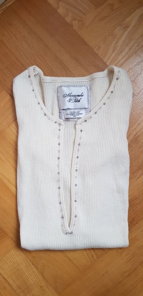 Sweter Abercrombie&Fitch S 36 wełna jedwab kaszmir