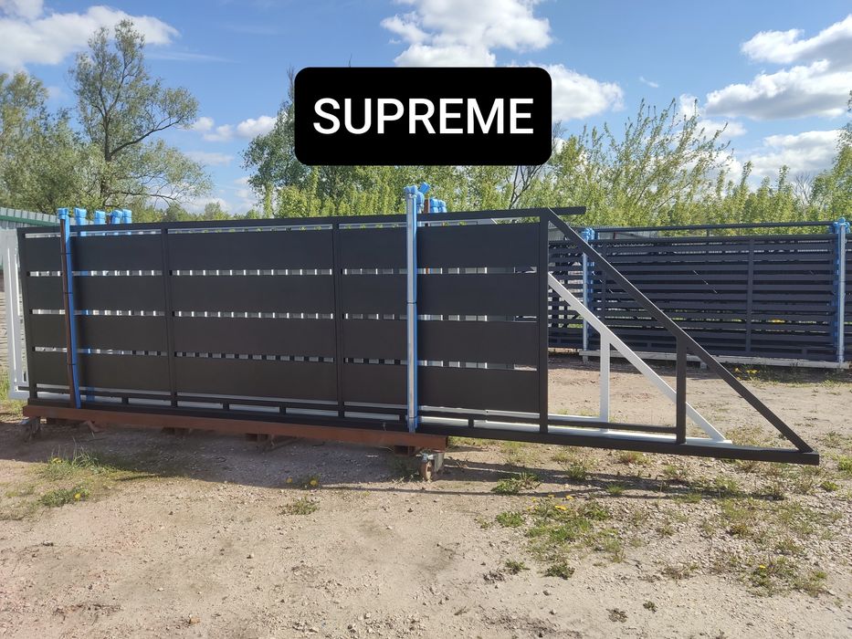 Brama przesuwna panel z blachy 6m światło x 1,52m, ocynk ogniowy+RAL