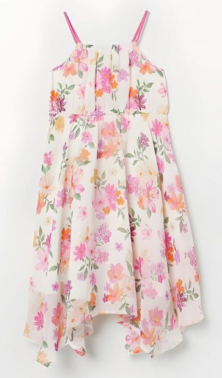 H&M 7-9lat przepiękna długa sukienka maxi kwiaty kwiatuszki