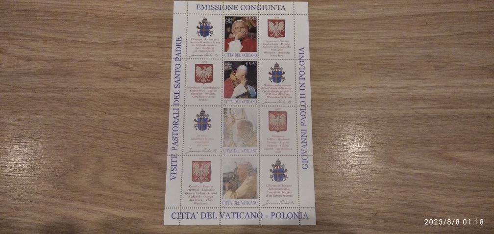 Znaczki czyste citta del Vaticano Polonia papież