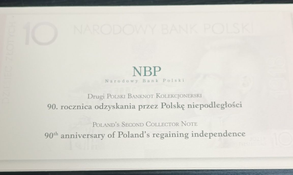 2 X Banknot kolekcjonerski NBP.90 rocznica odz. niep..Bitwa Warszawska