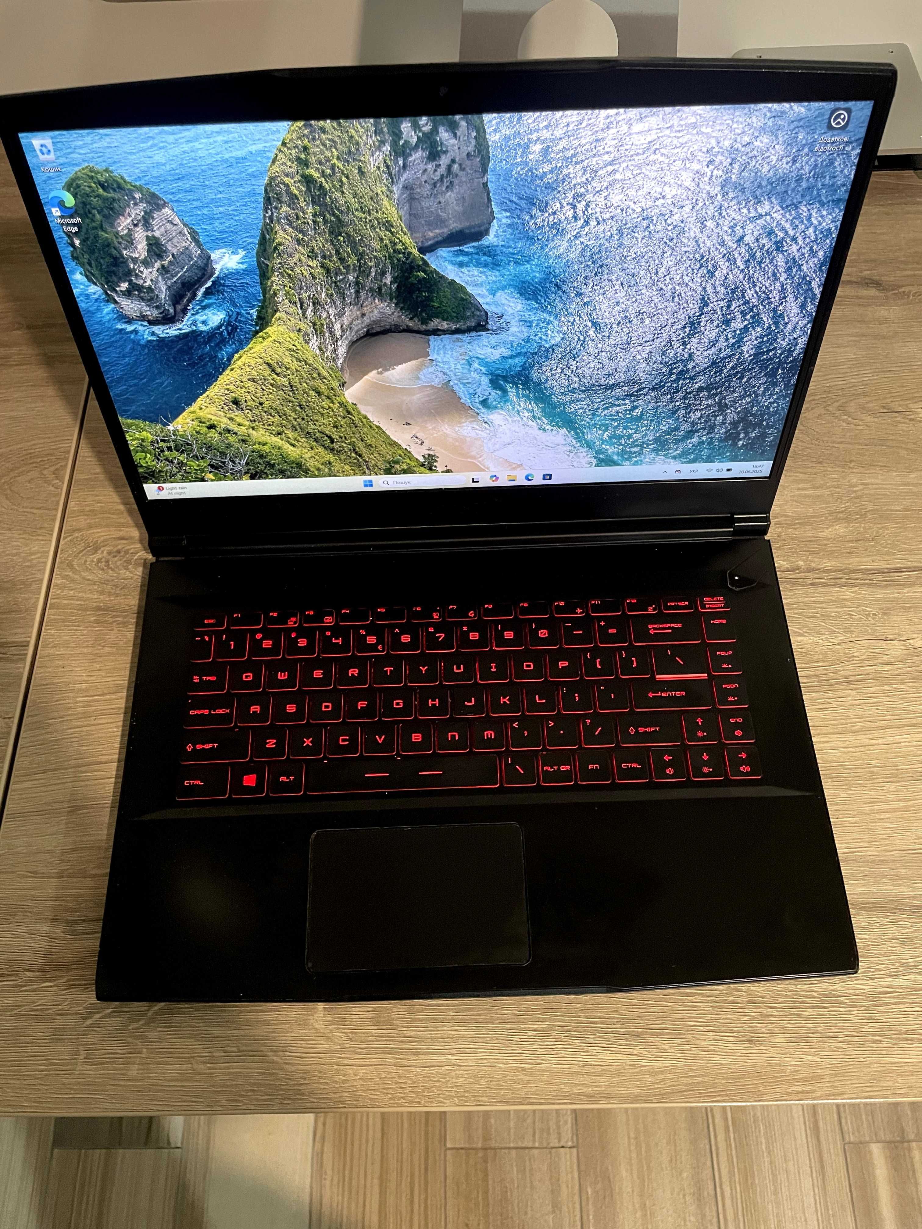 Ігровий ноутбук MSI GF65 i7-9750H/16 gb/256 gb/RTX 2060 6gb