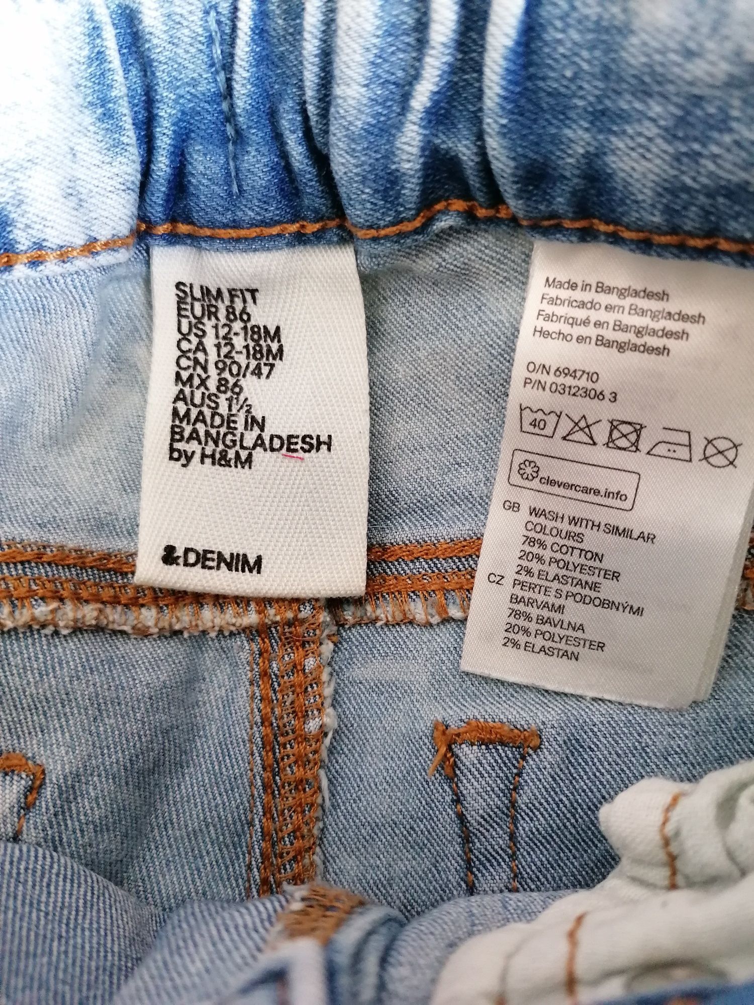 Spodnie dziewczęce H&M r. 86/92, jeansy, dżinsy,