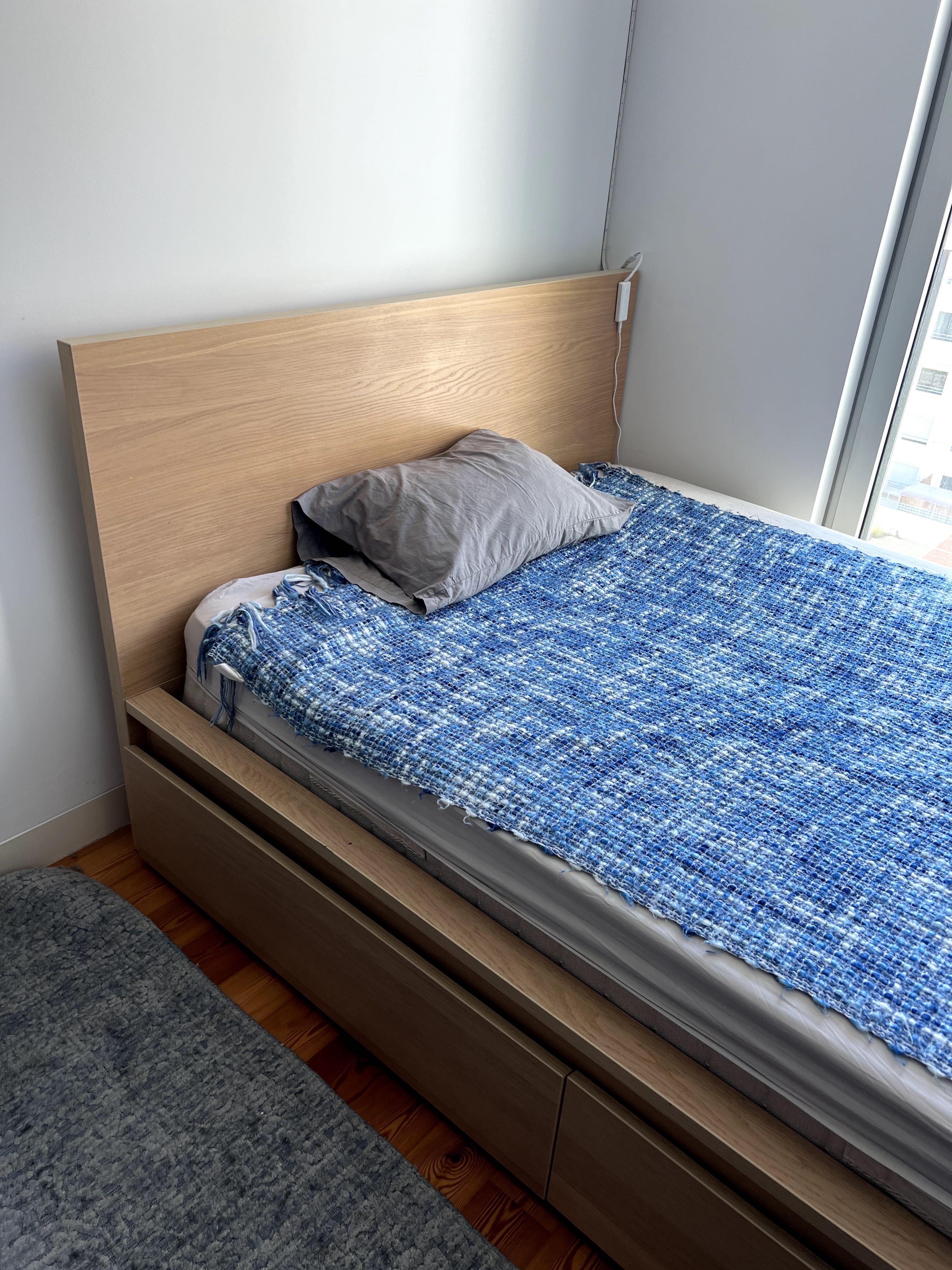 IKEA MALM Estrutura de Cama Alta com 4 Caixas de Arrumação